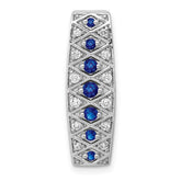 14k White Gold 1/5 carat Diamond and .31 Graduated Sapphire Fancy Chain Slide