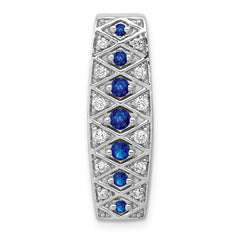 14k White Gold 1/5 carat Diamond and .31 Graduated Sapphire Fancy Chain Slide
