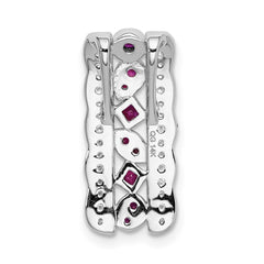 14k White Gold Diamond and .17 Ruby Fancy Vintage Chain Slide