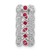 14k White Gold Diamond and .17 Ruby Fancy Vintage Chain Slide