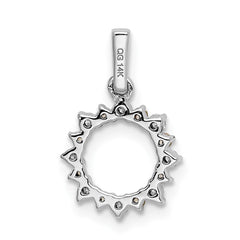 14k White Gold Diamond and .08 Peridot Fancy Circle Pendant