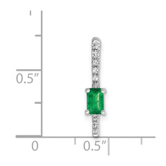 14k White Gold Graduated Diamond and Rectangle Emerald Fancy Chain Slide