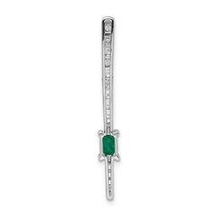14k White Gold Graduated Diamond and Rectangle Emerald Fancy Chain Slide - 2