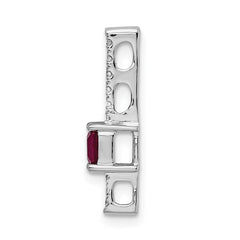 14k White Gold Graduated Diamond and Rectangle Ruby Fancy Chain Slide
