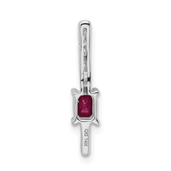 14k White Gold Graduated Diamond and Rectangle Ruby Fancy Chain Slide