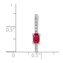 14k White Gold Graduated Diamond and Rectangle Ruby Fancy Chain Slide