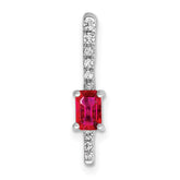14k White Gold Graduated Diamond and Rectangle Ruby Fancy Chain Slide