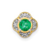 14k Diamond and .25 Emerald Fancy Chain Slide