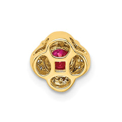 14k Polished Diamond and .33 Ruby Fancy Chain Slide