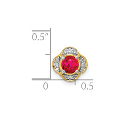 14k Polished Diamond and .33 Ruby Fancy Chain Slide