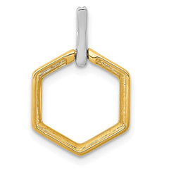 14k Two-tone 1/20 carat Diamond Fancy Hexagon Pendant