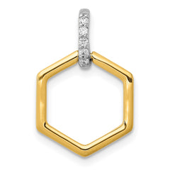 14k Two-tone 1/20 carat Diamond Fancy Hexagon Pendant