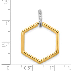 14k Two-tone 1/15 carat Diamond Fancy Hexagon Pendant