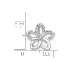 14k White Gold 1/20ct. Diamond Flower Chain Slide - 2