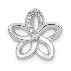 14k White Gold 1/20ct. Diamond Flower Chain Slide - 2
