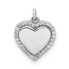 14k White Gold 1/10ct. Diamond Fancy Polished Heart Pendant