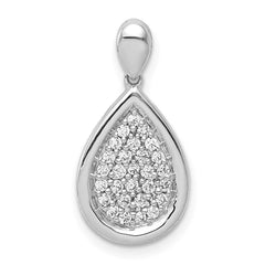 14k White Gold 1/4 carat Pave Diamond Fancy Teardrop Pendant