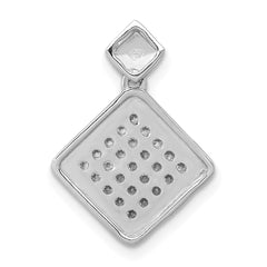 14k White Gold 1/4 carat Pave Diamond Fancy Tilted Square Pendant