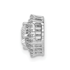 14k White Gold Holds 5.2mm Center 1/5 carat Diamond Semi-mount Halo Chain Slide