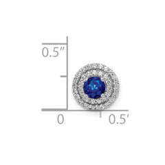 14k White Gold 1/5 carat Diamond and .25 Sapphire Halo Chain Slide