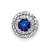 14k White Gold 1/5 carat Diamond and .25 Sapphire Halo Chain Slide