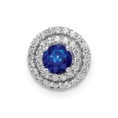 14k White Gold 1/5 carat Diamond and .25 Sapphire Halo Chain Slide
