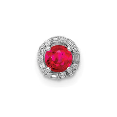 14k White Gold 1/20 carat Diamond and .25 Ruby Halo Chain Slide