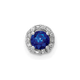 14k White Gold 1/20 carat Diamond and Sapphire Circle Halo Chain Slide