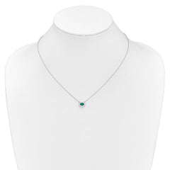 14k White Gold Diamond and Oval Emerald Fancy East-West 18 inch Necklace