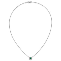 14k White Gold Diamond and Oval Emerald Fancy East-West 18 inch Necklace