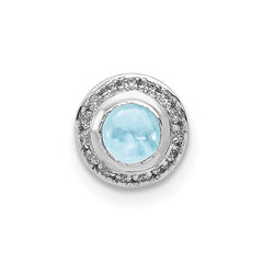 14k White Gold Diamond and Cabochon .47 Aquamarine Chain Slide