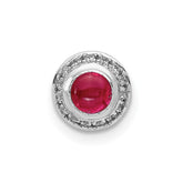 14k White Gold Diamond and .38 Ruby Cabochon Halo Chain Slide