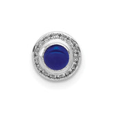 14k White Gold Diamond and .47 Sapphire Cabochon Halo Chain Slide