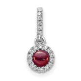14k White Gold Diamond and Cabochon .47 Garnet Pendant