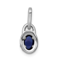 14k White Gold Diamond and Oval Cabochon Sapphire Halo Pendant
