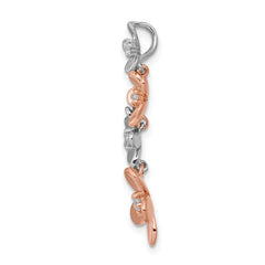 14k Rose and White Gold 1/8ct. Diamond Four Flower Chain Slide