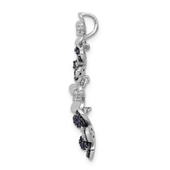 14k White Gold Diamond and .29 Sapphire Four Flowers Chain Slide