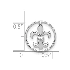 14k White Gold .01ct. Diamond Fleur De Lis Chain Slide