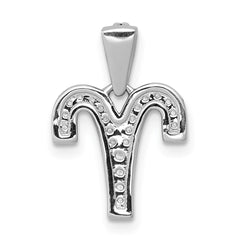 14k White Gold Diamond Aries Zodiac Pendant