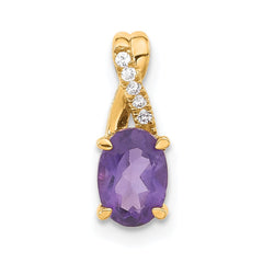 14K Oval Amethyst and Diamond Pendant