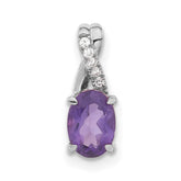 14k White Gold Oval Amethyst and Diamond Pendant - 3