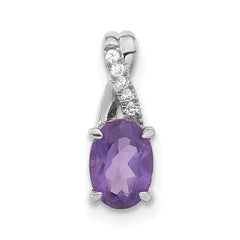 14k White Gold Oval Amethyst and Diamond Pendant - 3