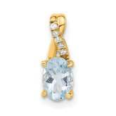 14K Oval Aquamarine and Diamond Pendant