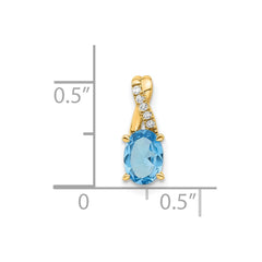 14K Oval Blue Topaz and Diamond Pendant