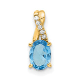 14K Oval Blue Topaz and Diamond Pendant
