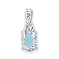 14k White Gold Oval Blue Topaz and Diamond Pendant - 2
