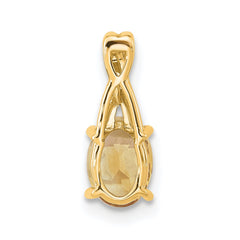14K Oval Citrine and Diamond Pendant - 2