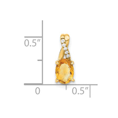 14K Oval Citrine and Diamond Pendant - 2