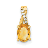 14K Oval Citrine and Diamond Pendant - 2