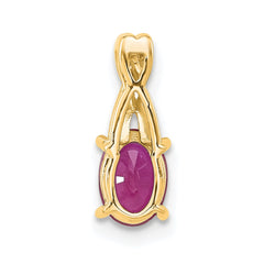 14K Oval Created Ruby and Diamond Pendant - 2